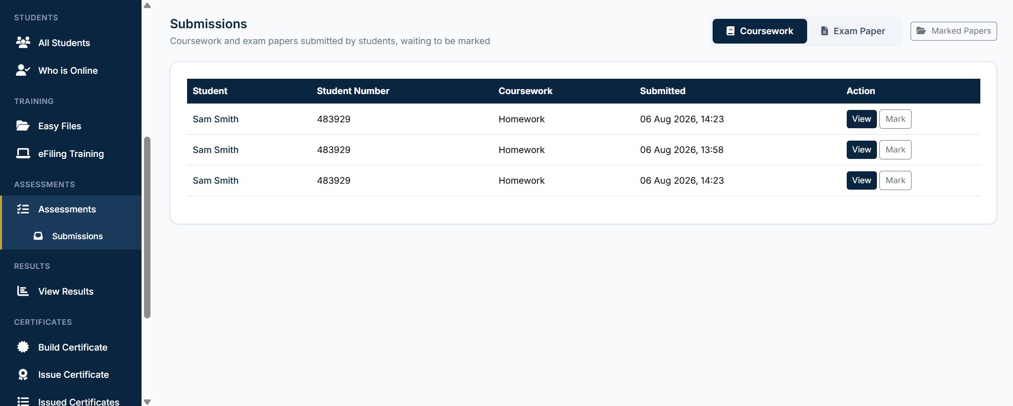 Instructor Analytics Dashboard